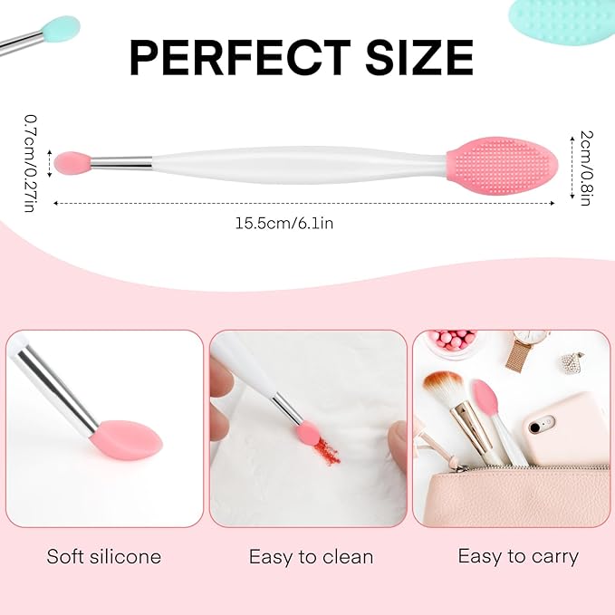 Unaone Lip Scrub Brush - 2 PCS Dual-ended Lip Scrubber Exfoliator and Silicone Lip Brush, 3-in-1 Silicone Lip Scrub Tool Lip Mask Applicator, Gentle Exfoliator & Applicator for Soft-FemmiqueWomen