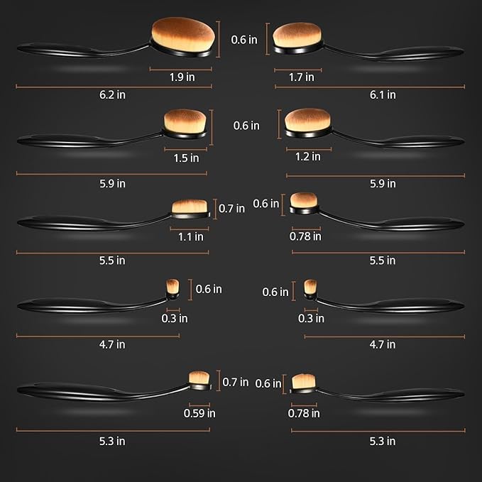 Yoseng Oval Makeup Brushes Set 10 Pcs Professional Oval Toothbrush Foundation Contour Concealer Eyeliner Blending Cosmetic Brushes Tool Set-With Box,Practical White Elephant Gift for Girls Women-FemmiqueWomen
