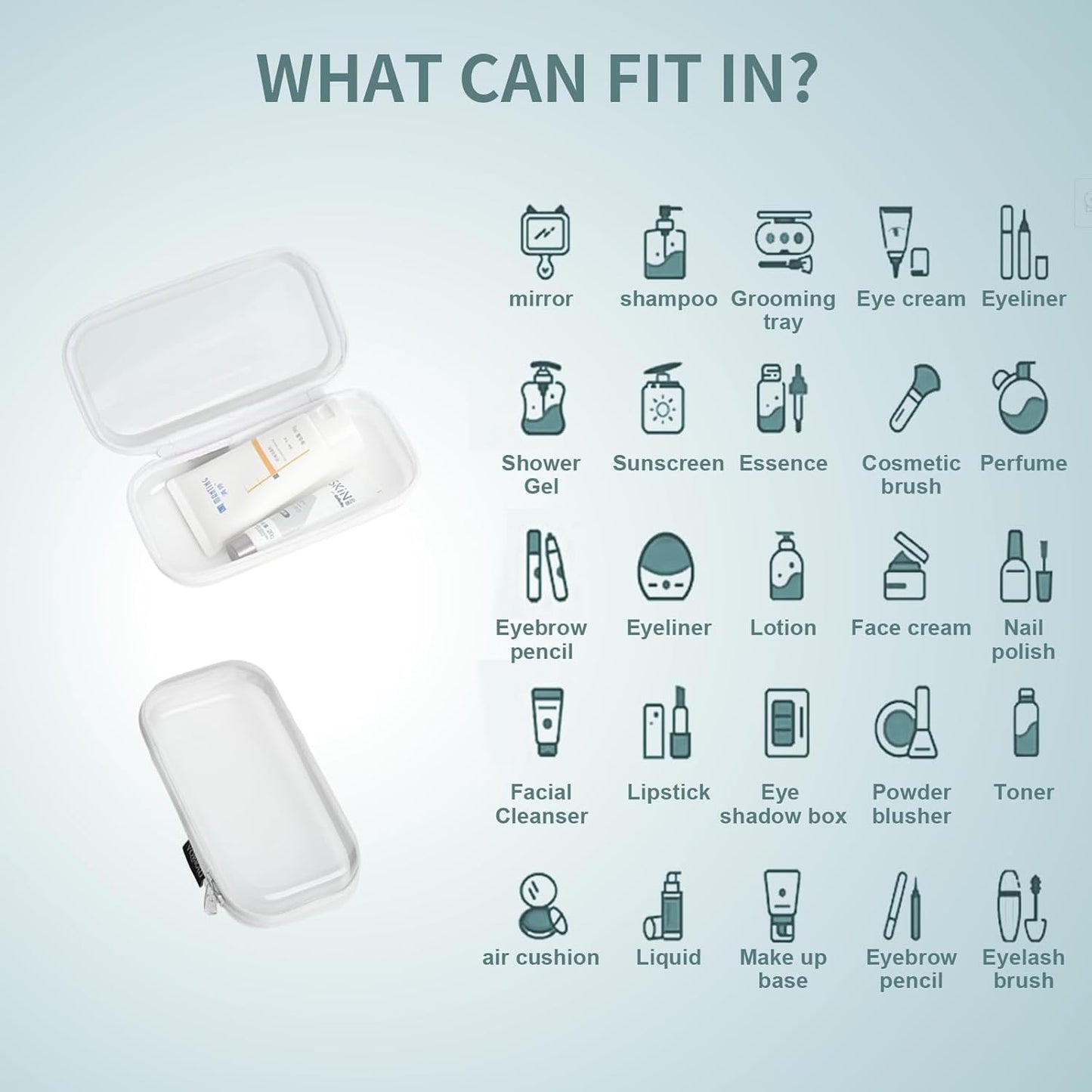 Set of 2 - Hard Sided Clear Zipper Case for Storage - Professional-Grade Plastic Hard Shell Zippered Organizers, Cosmetic Bag, Snack Bins-FemmiqueWomen