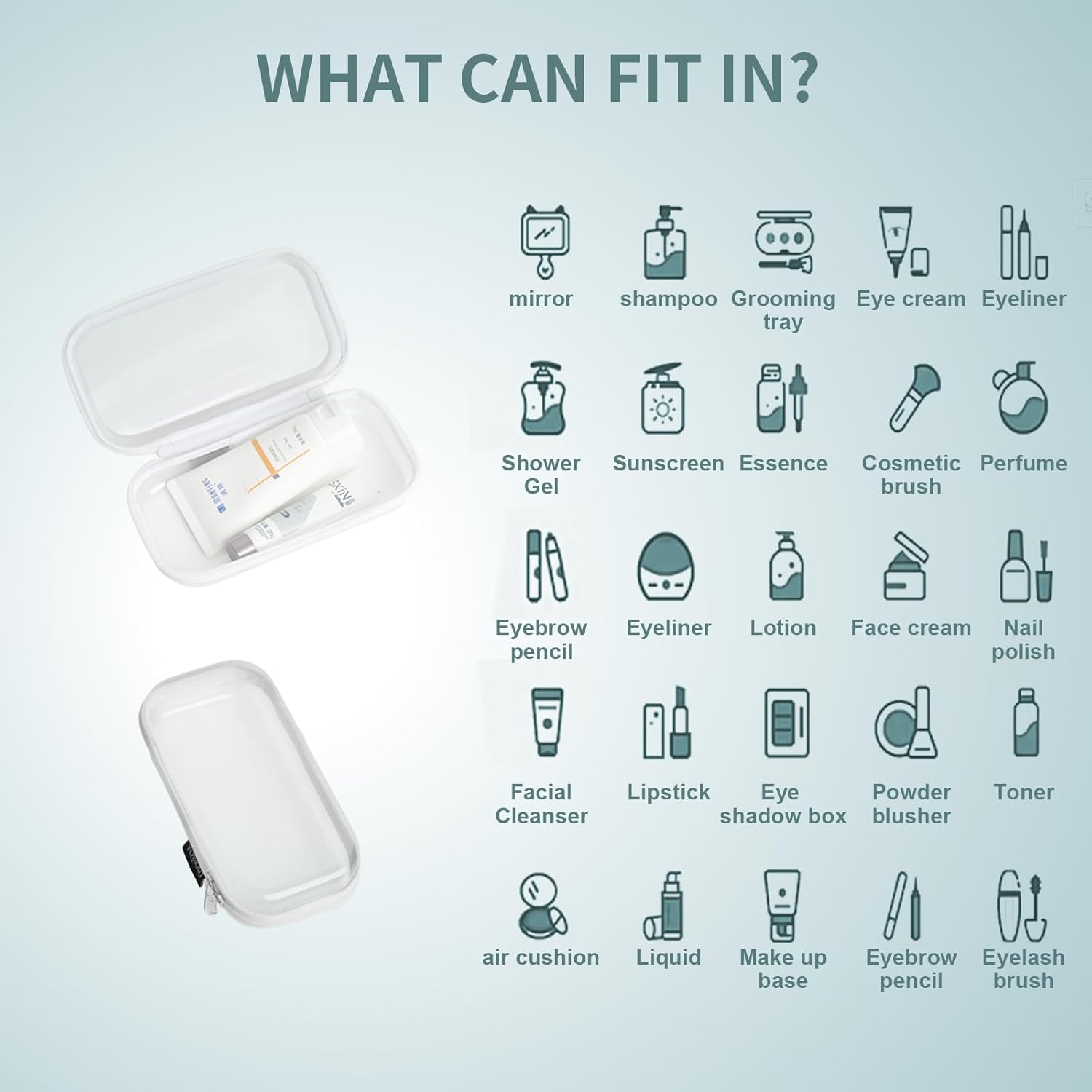 Set of 2 - Hard Sided Clear Zipper Case for Storage - Professional-Grade Plastic Hard Shell Zippered Organizers, Cosmetic Bag, Snack Bins-FemmiqueWomen