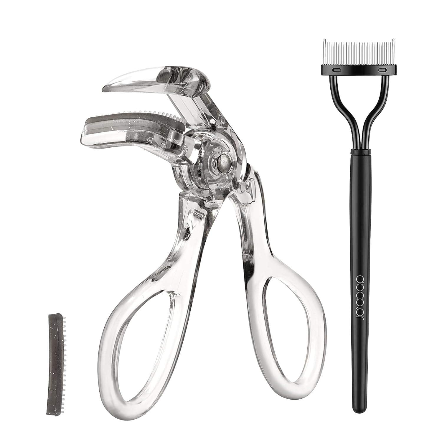 docolor Eyelash Curler with Eyelash Comb, Lash Curler with Silicone Refill Pads Suitable for all eye shapes Curl up to one day Easy to operate No Pinching or Pulling eyelash Eye Makeup Tool-FemmiqueWomen