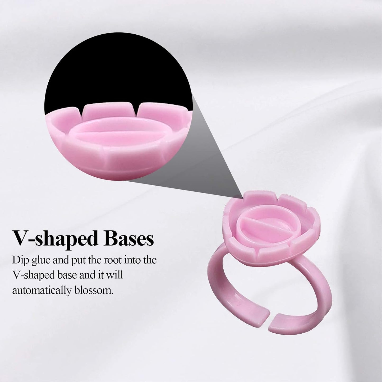 Fenshine 100 PCS Lash Glue Holder Glue Ring Cups Lash Extension Volume Lashes Quick Blossom Cups for Eyelash Extension Supply, 2 Methods of Use (Pink)-FemmiqueWomen