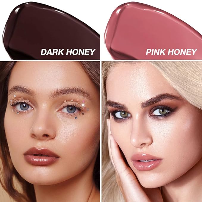 2PCS Honey Tinted Lips Balm Lipstick - Sheer Hydrating Lipstick for All Skin Tones - Moisturizing Lip Balm, Nourishing Lip Balm – Bálsamo Labial Hidratante con Color,Natural Cherry Black & Pink-FemmiqueWomen