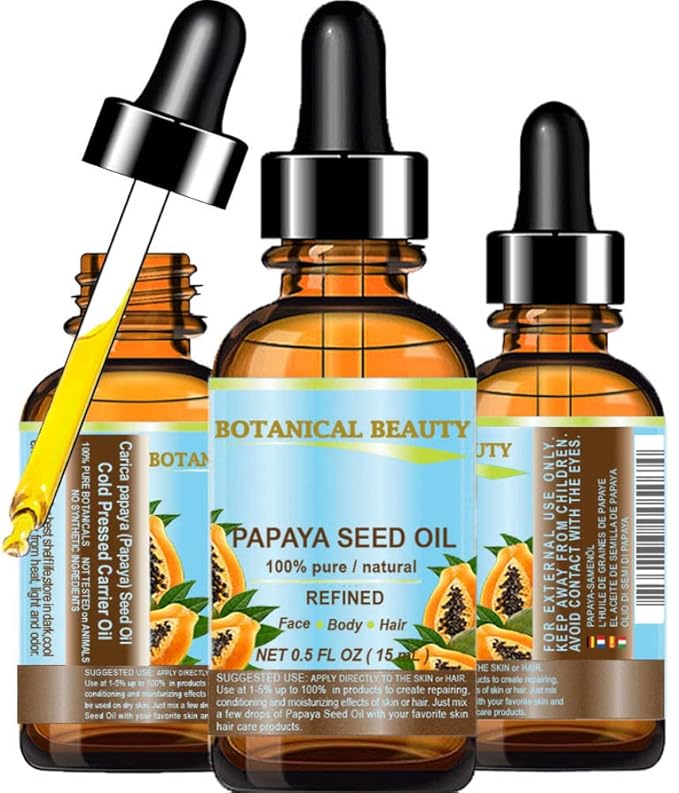 PAPAYA SEED OIL. 100% Pure / Natural / Undiluted /Refined Cold Pressed Carrier Oil. 0.5 Fl.oz.- 15 ml. For Skin, Hair And Lip Care.-FemmiqueWomen