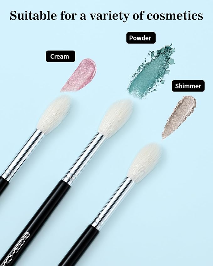 Eyeshadow Brush Fluffy Big Blending Brush Goat Bristles Soft Smugde for Powder Cream Liquid Eyeshadow for Eye Makeup Black (E838)-FemmiqueWomen