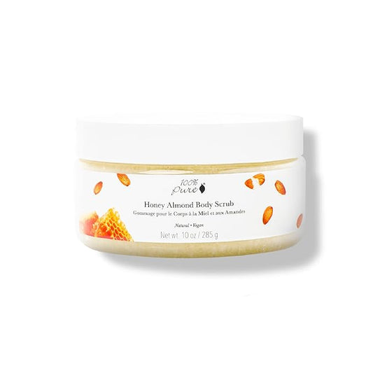100% PURE Honey Almond Body Scrub Exfoliating Deep Clean with Sea Salts & Nourishing Oils - Natural Deeply Moisturizing Skincare - Vibrant Radiant Skin Restore & Pore Cleanse - Vegan - 10oz-FemmiqueWomen