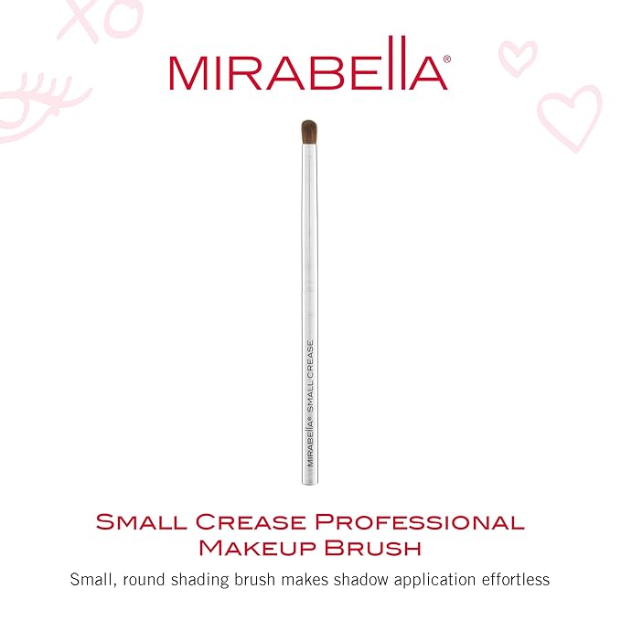 Mirabella Small Crease Eyeshadow Brush, Premium Professional Makeup Brush Collection, Cruelty-Free Synthetic Bristle Brush, Hand-Sculpted Brushed Aluminum Handle, Luxury Blending Brush for Makeup-FemmiqueWomen