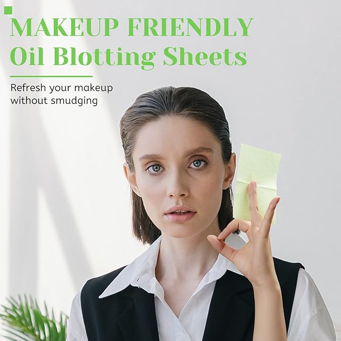 Oil Blotting Sheets for Face - Green Tea,26% Larger,6pk/600 Natural Blotting Paper for Oily Skin,Makeup Friendly Oil Absorbing Sheets,Easy To Grab One-FemmiqueWomen