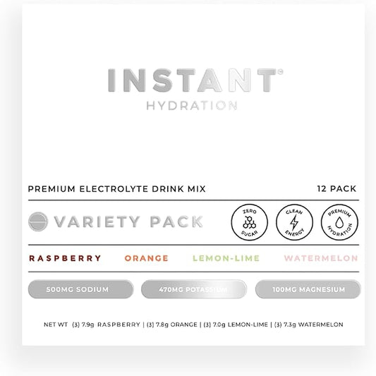 Instant Hydration Electrolytes Powder Packets - Variety Pack - Zero Sugar - Keto, Vegan, Gluten-Free, Non-GMO - Boost Recovery, Brain Function, Muscle & Tissue Health - 12 Sticks-FemmiqueWomen