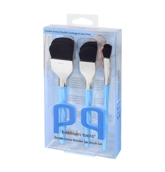 Bdellium Tools Professional Makeup Brush - Blue Double Dome Blender 3pc Brush Set-FemmiqueWomen