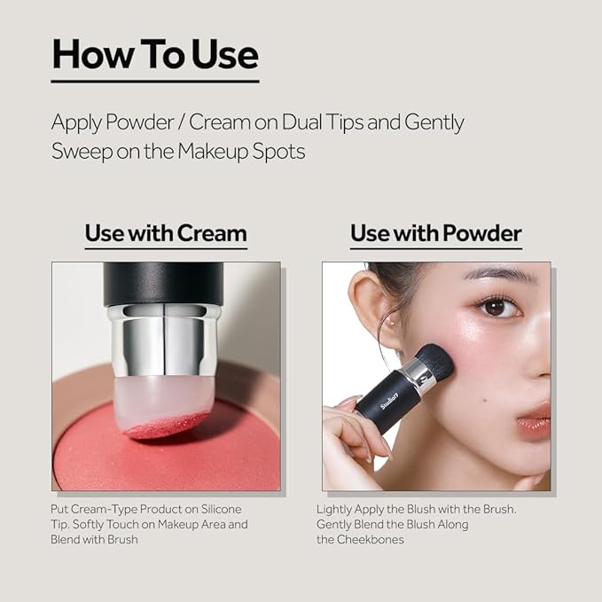 Dual Ended Silicone Tip Blush Brush | Korean Olive Young Makeup Tool for Contouring & Blush Application | Skin-Friendly Non-Irritating Professional Face Makeup Brush-FemmiqueWomen