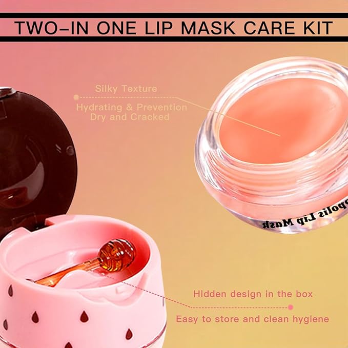 3 PCS Lip Balm Honey Pot, Honey Apple Strawberry Lip Masks Overnight, Propolis Moisturizing Lip Sleeping Mask, Prevention Dry Crack Lip Repair Nourishes the Lip Skin and Lip Wrinkle Care.-FemmiqueWomen
