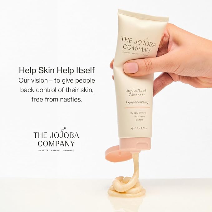 The Jojoba Company Bead Cleanser With Papaya & Quandong - Exfoliating & Hydrating Cream Face Wash - Gentle for Sensitive Skin - Pore Cleansing - For All Skin Types - 125ml-FemmiqueWomen