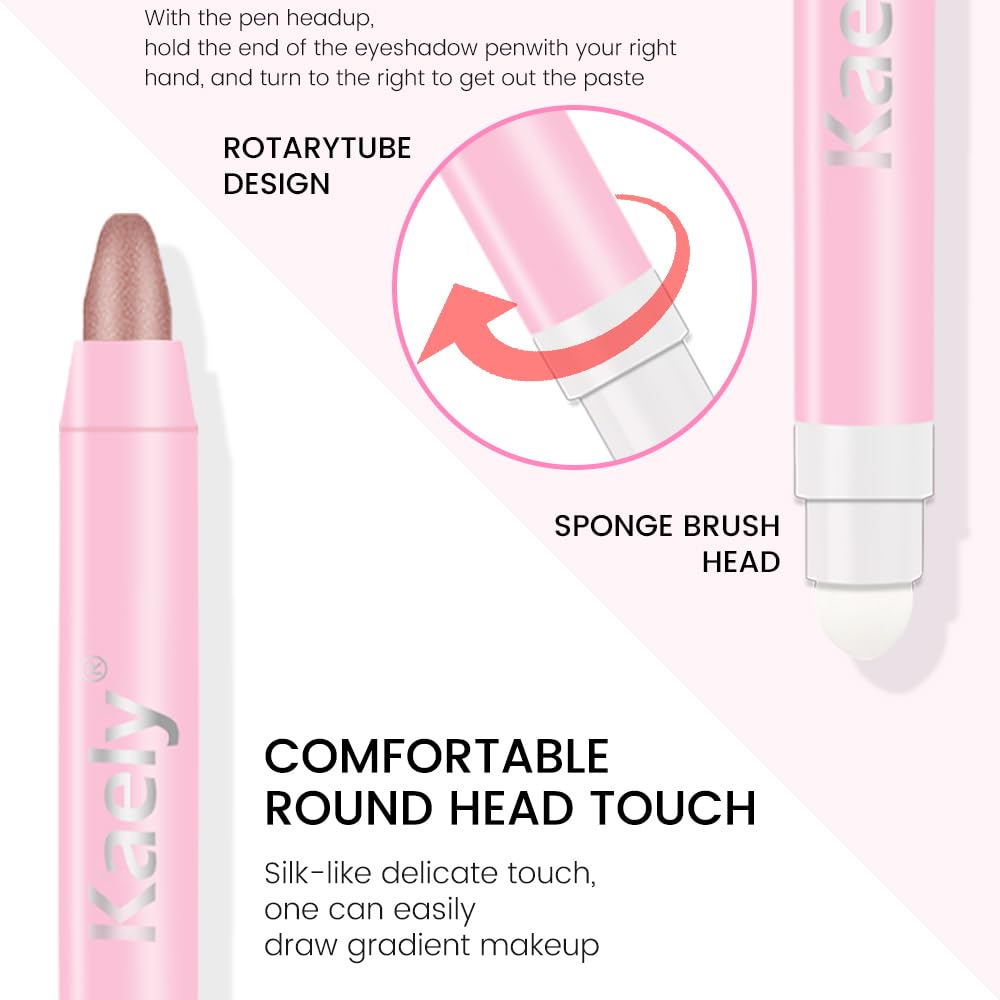 1Pcs Mauve taupe Shimmer Cream Eye Shadow Brightener Sticks for Eyes Waterproof Pigmented, Double Ended Cream Eyeshadow Stick Pencil Pen with Applicator, Eye Shadow Palette Highlighter Makeup 36-FemmiqueWomen