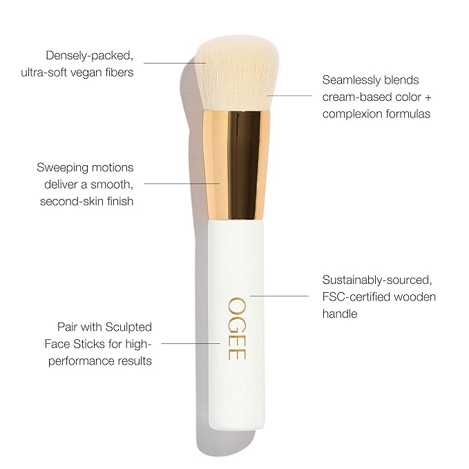 Ogee Blender Brush - Professional Quality Makeup Brush - Ultra-Soft Foundation Brush with Vegan Bristles for Flawless Makeup Application-FemmiqueWomen