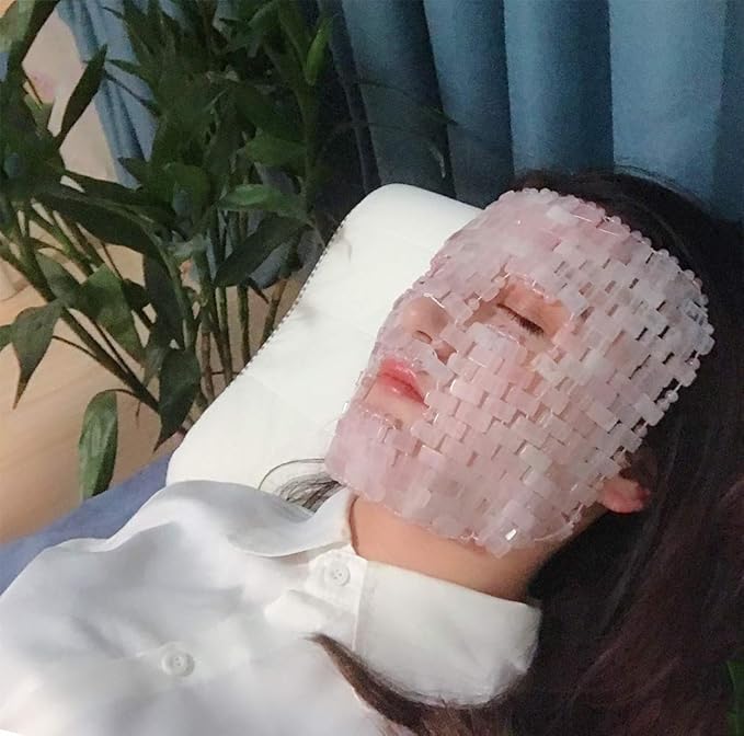 Jade Ice Sleeping Mask, Jade Mask for Relieving Face & Eye Puffiness Migraine, Anti Wrinkle Mask Therapy, Yoga Meditation Tools (Rose Quartz)-FemmiqueWomen