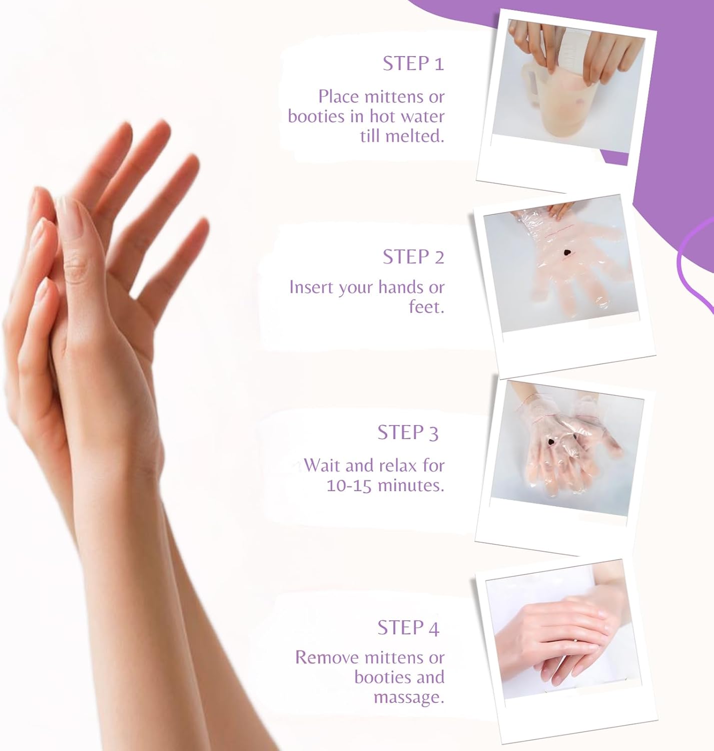 10-Minute Paraffin Hand Treatment, Home Hand Wax Spa Treatment Gloves, Rose, One-Pair-FemmiqueWomen