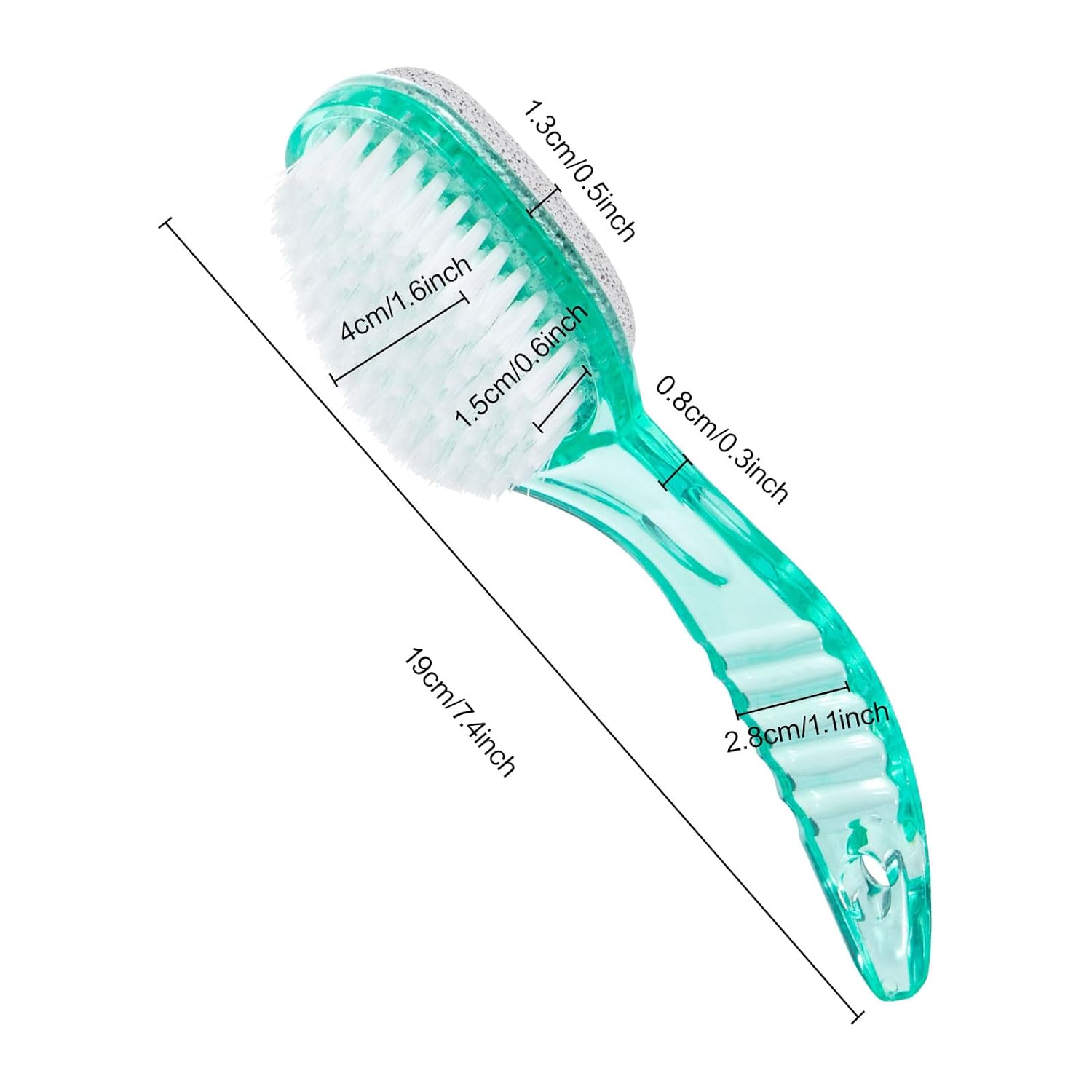 2 Pcs Foot Brush for Shower with Handle 2 in 1,Ooloveminso Large Foot Pumice Stone Brush Scrubber Foot File Calluses Remove Suitable for Horniness Foot Spa,Foot Care Smooth Skin (Green&Transparent)-FemmiqueWomen