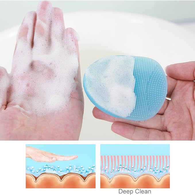 INNERNEED Super Soft Silicone Face Cleanser and Massager Brush Manual Facial Cleansing Scrubber Handheld Wash Pad for Sensitive, Delicate, Dry Skin (Pack of 4)-FemmiqueWomen