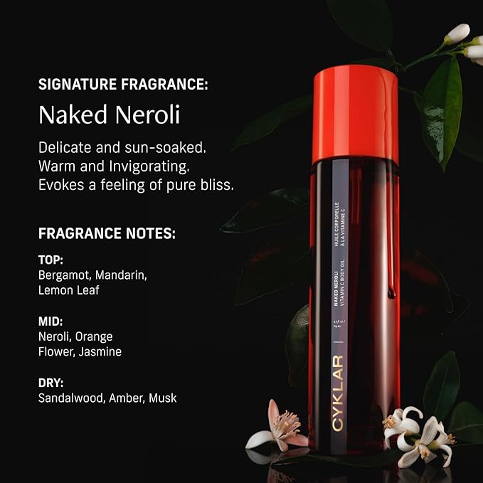 Vitamin C Body Oil for Women and Men. Moisturizing Naked Neroli Scented Body Serum for Glowing Skin. Nourishing, Hydrating After-Shower and Bath Skin Care Moisturizer, 4.2 Fl Oz-FemmiqueWomen