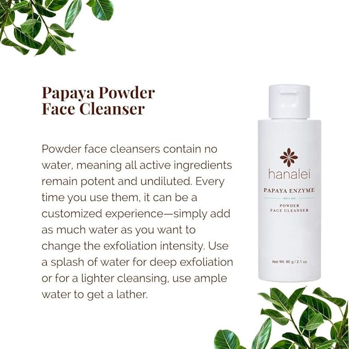 Hanalei Papaya Powder Face Cleanser - Gentle Daily Exfoliating Wash, Hydrating Non-Stripping Formula for All Skin Types - Travel-Friendly - Cruelty-Free & Paraben-Free, 60g-FemmiqueWomen