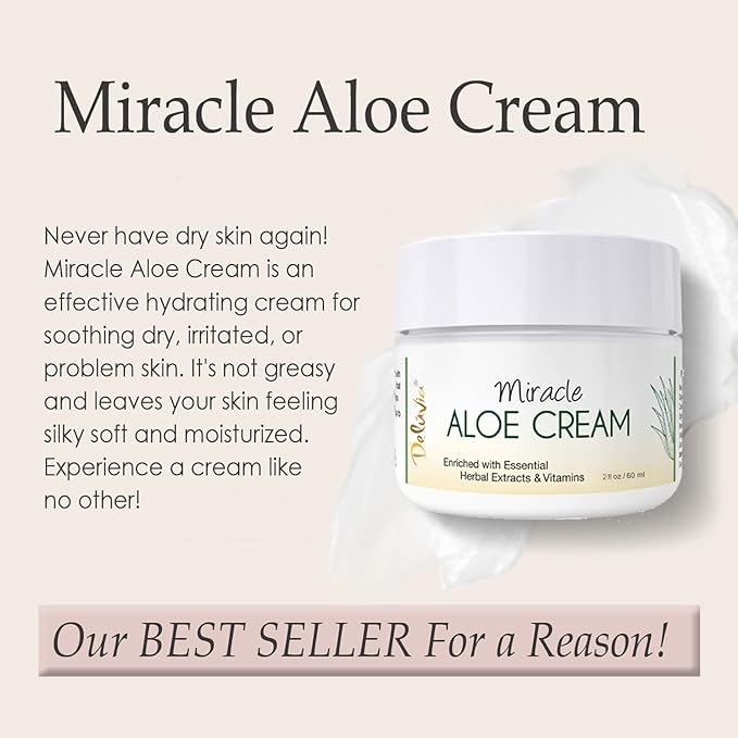 Deluvia Miracle Aloe Cream | Face & Body Moisturizer with Vitamin E & Organic Aloe Vera (2 Ounce (Pack of 1), Unscented)-FemmiqueWomen