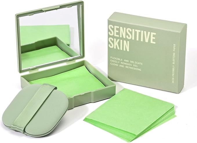 KYDA 200 Sheets Oil Blotting Paper with Mirror and Puff, Refills Included, Face Oil Absorbing Sheets, Oil Control Paper, Absorb Excess Oil, Makeup Friendly-FemmiqueWomen