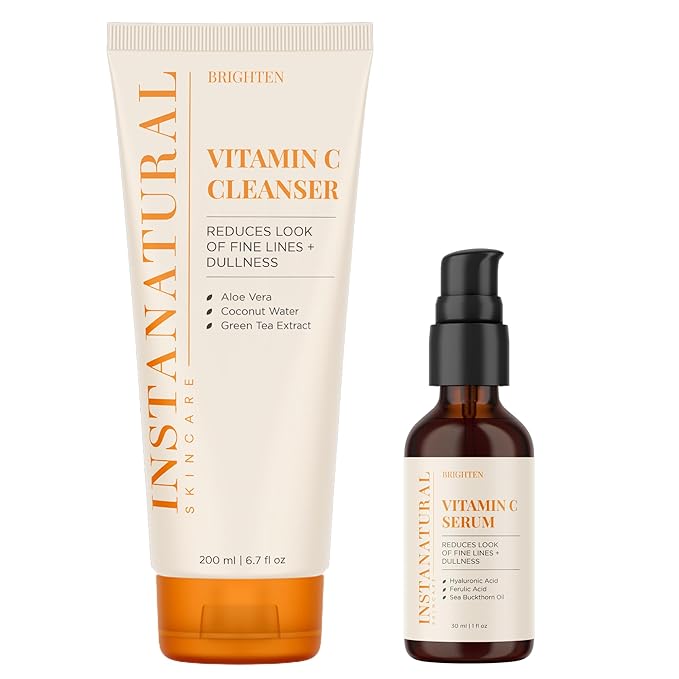 InstaNatural Vitamin C Cleanser and Serum Kit, Brightens and Reduces Signs of Aging, Fine Lines and Wrinkles, with Botanical Extracts-FemmiqueWomen