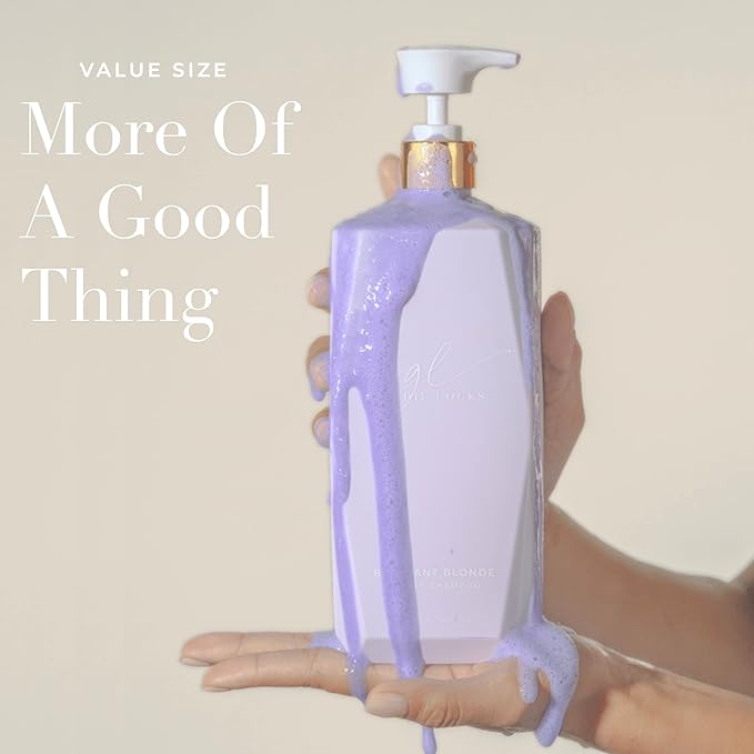 Goldie Locks Brilliant Blonde Purple Shampoo for Blonde, Lightened, Grey Hair, Extensions, Significantly Brightens, Tones, Eliminates Brass, Sulfate-Free, Nourishing, Moisturizing Leave-In, 33.8 Fl Oz-FemmiqueWomen