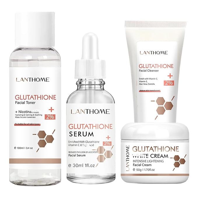Glutathione Skincare Set, Complete Skin Care Routine Includes Glutathione Cream, Toner, Face Wash & Glutathione Face Serum, Anti-Aging Skincare Set For Women, Tight, Anti-Aging, Radiant-FemmiqueWomen
