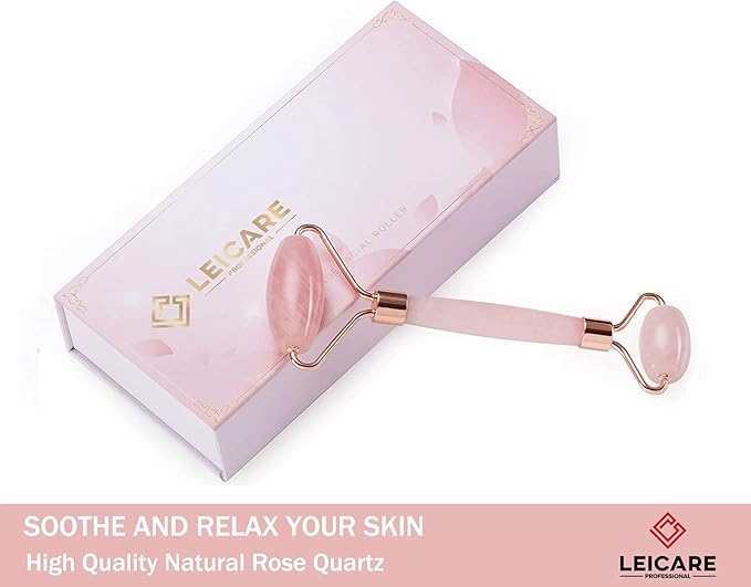 Jade Roller for Face - Rose Quartz Face Roller Skin Care - Stone Facial Roller, Face Massager for Women, Relieve Stress, Remove Wrinkles Eye Puffiness-FemmiqueWomen