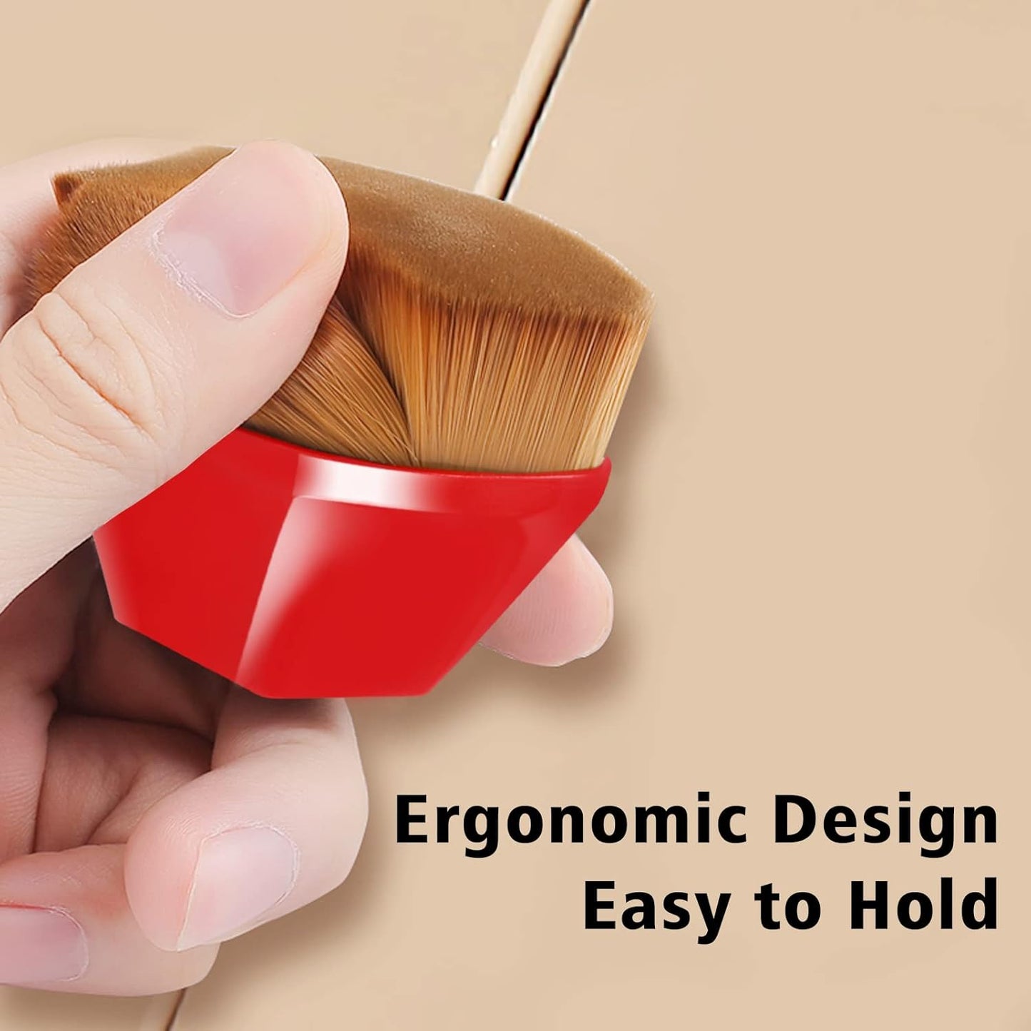 Foundation Brush, Daubigny Perfect Makeup Brush for Face Blush Liquid Powder Foundation Brush for Blending Liquid, Cream or Flawless Powder Cosmetics with Protective Case (Red)-FemmiqueWomen