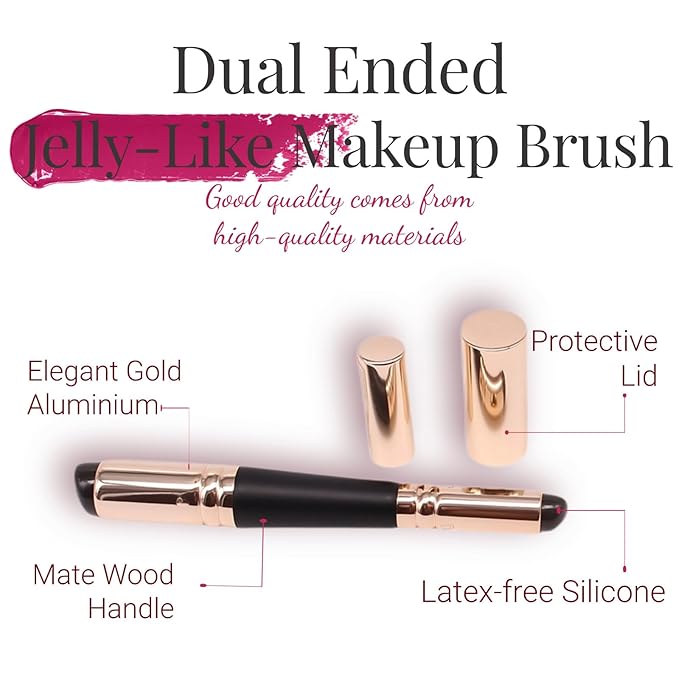 Dual Ended Silicone Lip Brush with Lid, Jelly-like Lip Makeup Brush, Versatile Makeup Applicator for Lips, Concealer, Contour, Blush, Bronzer, and Eyes, 1 count-FemmiqueWomen