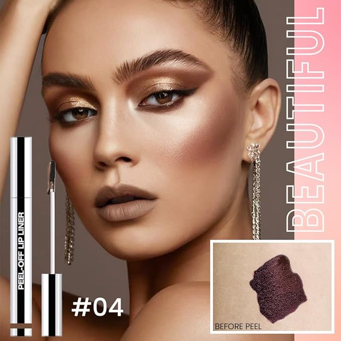 Peel Off Lip Gloss - Peel Off Lip Stain Tattoo, Taupe Matte Lip Tint, Long Lasting & Waterproof, Transfer-Proof Lip Gloss for All Skin Types Stay Lip Makeup, 04