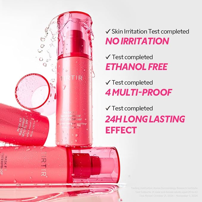 TIRTIR Waterproof Setting Spray – 24 Hour Long Lasting Fix, Sweatproof Water Resistant Makeup Finisher – Ethanol Free, Semi Matte Finish for Oily Skin – Korean Makeup Fixer-FemmiqueWomen