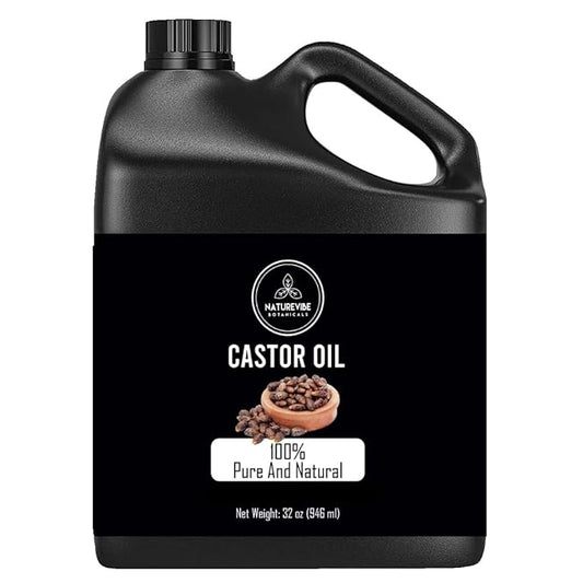 Naturevibe Botanicals Castor Oil 32 Ounces | 100% Pure and Natural | Great for Skin Care and Hair Care | Hexane Free Unrefined Oil for Enhanced Eyebrows and Eyelashes 32 Fl Oz | 946ml-FemmiqueWomen