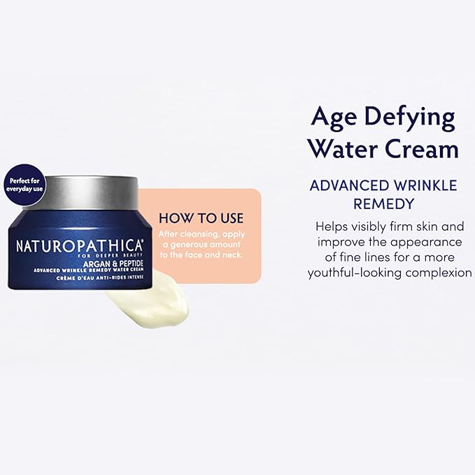 Naturopathica Argan & Peptide Advanced Wrinkle Remedy Water Cream, Anti-Aging Daily Facial Moisturizer for Normal and Mature Skin, Firming Face Cream for Men and Women, 1.69 fl oz-FemmiqueWomen