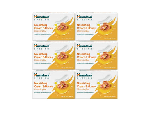 Himalaya Nourishing Cream & Honey Cleansing Bar, Face and Body Soap for Soft Skin, 4.41 oz, 6 Pack-FemmiqueWomen