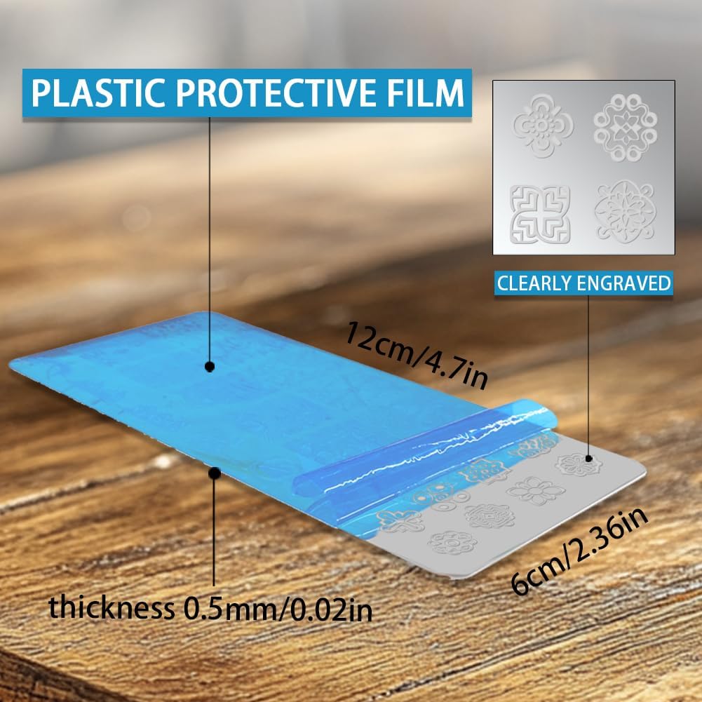 3Pcs Geometric Nail Stamping Templates Celadon French Tip Nail Art Stamp Plates Image Plate Stainless Steel DIY Reusable Tools for Manicure Printing-FemmiqueWomen