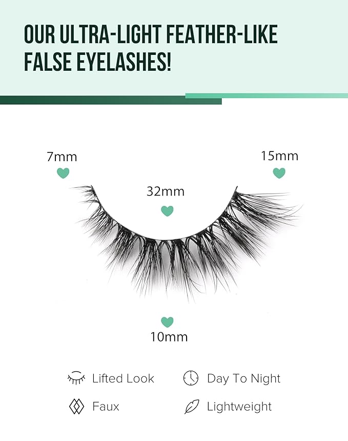 Cat Eye Lashes Natural Lashes Wispy False Eyelashes Fox Eye Lashes Natural Look False Lashes Pack 15MM 7 Pairs-FemmiqueWomen