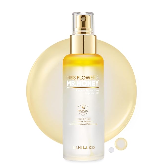 BANILA CO Miss Flower & Mr Honey Propolis Ampoule Mist | Nourishing Skin Double Layer & Moisturizing Makeup Fixer Setting Spray | Hydration Boost, Radiant Glow Serum (99ml / 3.34 fl oz)-FemmiqueWomen
