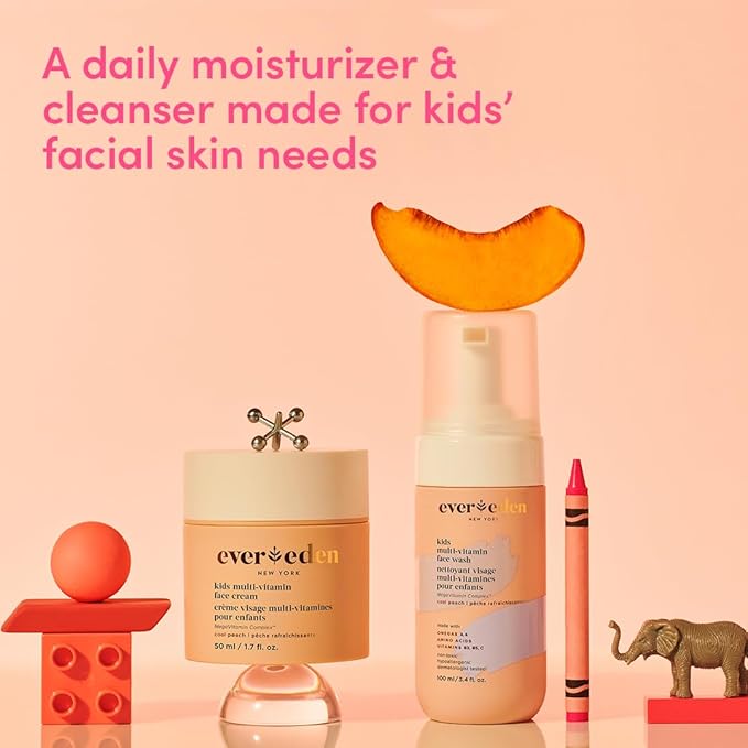 Evereden Kids Face Cream: Cool Peach, 1.7 oz. | Face Lotion | Clean and Non-Toxic Face Moisturizer | Multi-Vitamin Skin Care for Kids-FemmiqueWomen