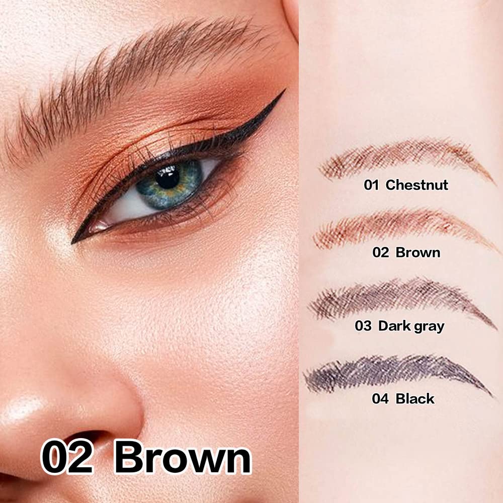 2 Pcs/Set Eyebrow Ink Pencil by Brow Stylist -Micro 4 Point Brow Pen Lift & Snatch Eyebrow Pen Kits with 3 Eyebrow Stencil Long-Lasting Waterproof Natural Eyebrow Hair (2# brown)-FemmiqueWomen