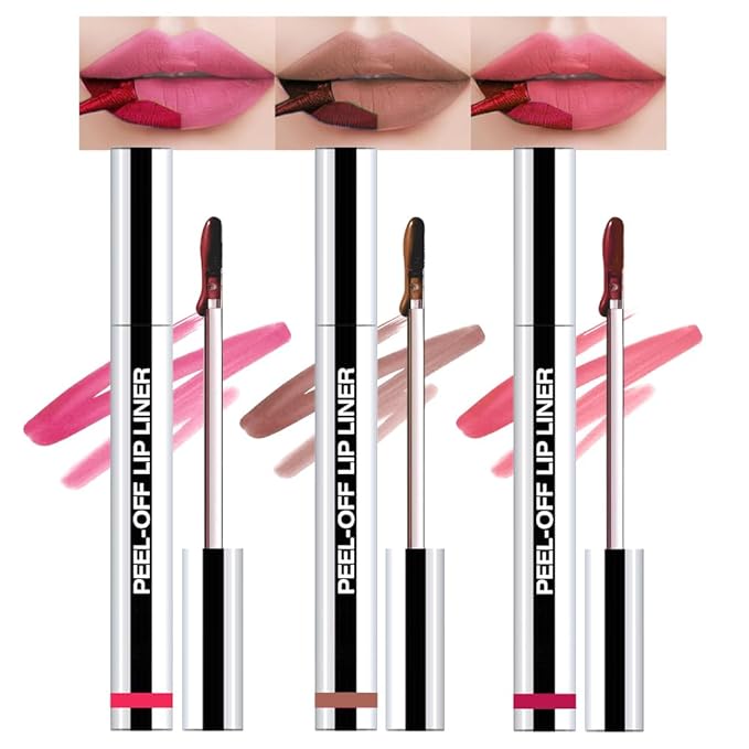 3 Pcs Matte Liquid Lip Stain Peel Off Lip Liner, Long Lasting Lip Tattoo, Waterproof & Transfer-Proof Lip Liner Peel Off Lip Gloss for All Skin Types.#00+#02#06-FemmiqueWomen