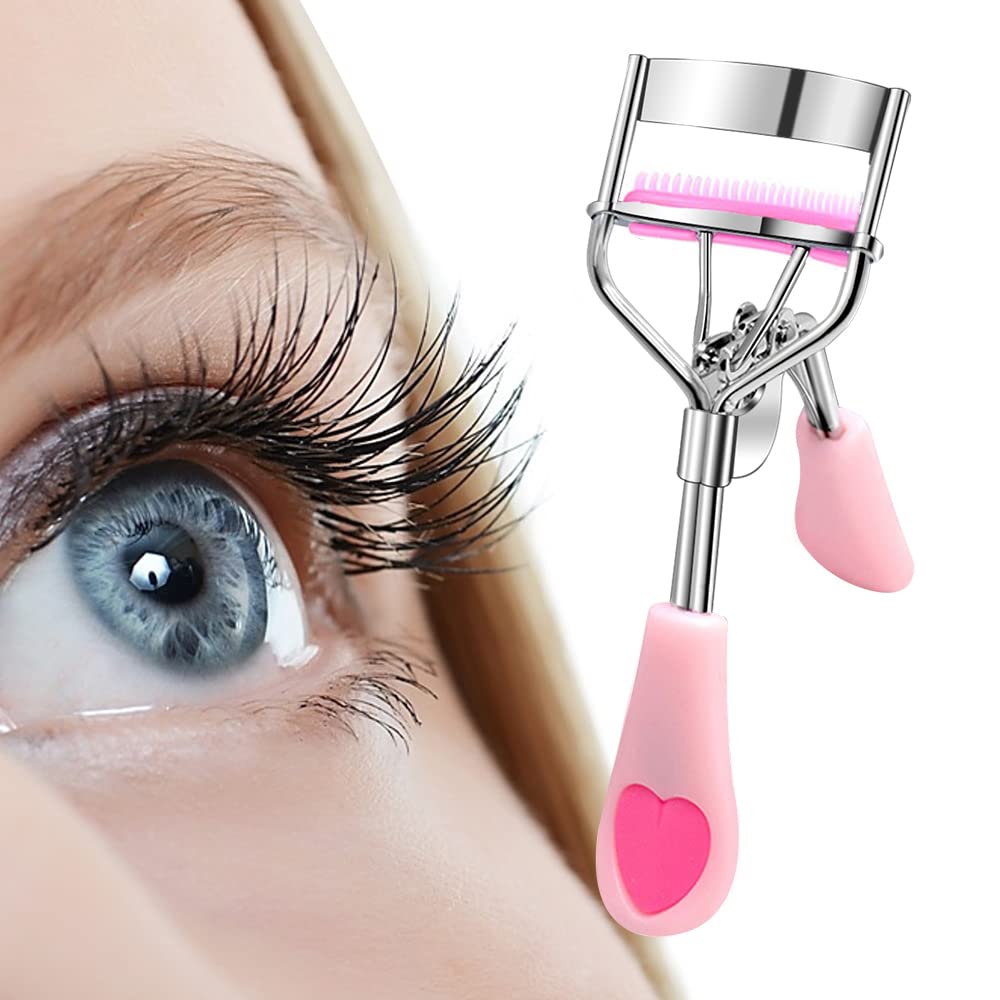 Eyelash Curler Stainless Steel with Brush Mascara Muffle False Eyelashes Accessory Best Professional Tool for Lashes Curls Pinkiou-FemmiqueWomen