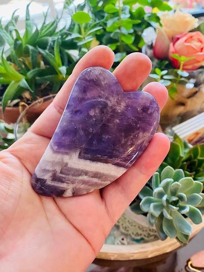 100% Authentic Amethyst Mother's day Gift Set Amethyst Eye Mask Amethyst Jade Roller & Gua Sha Set Facial Mask Instant Puffiness promote relaxation and relief stress.-FemmiqueWomen