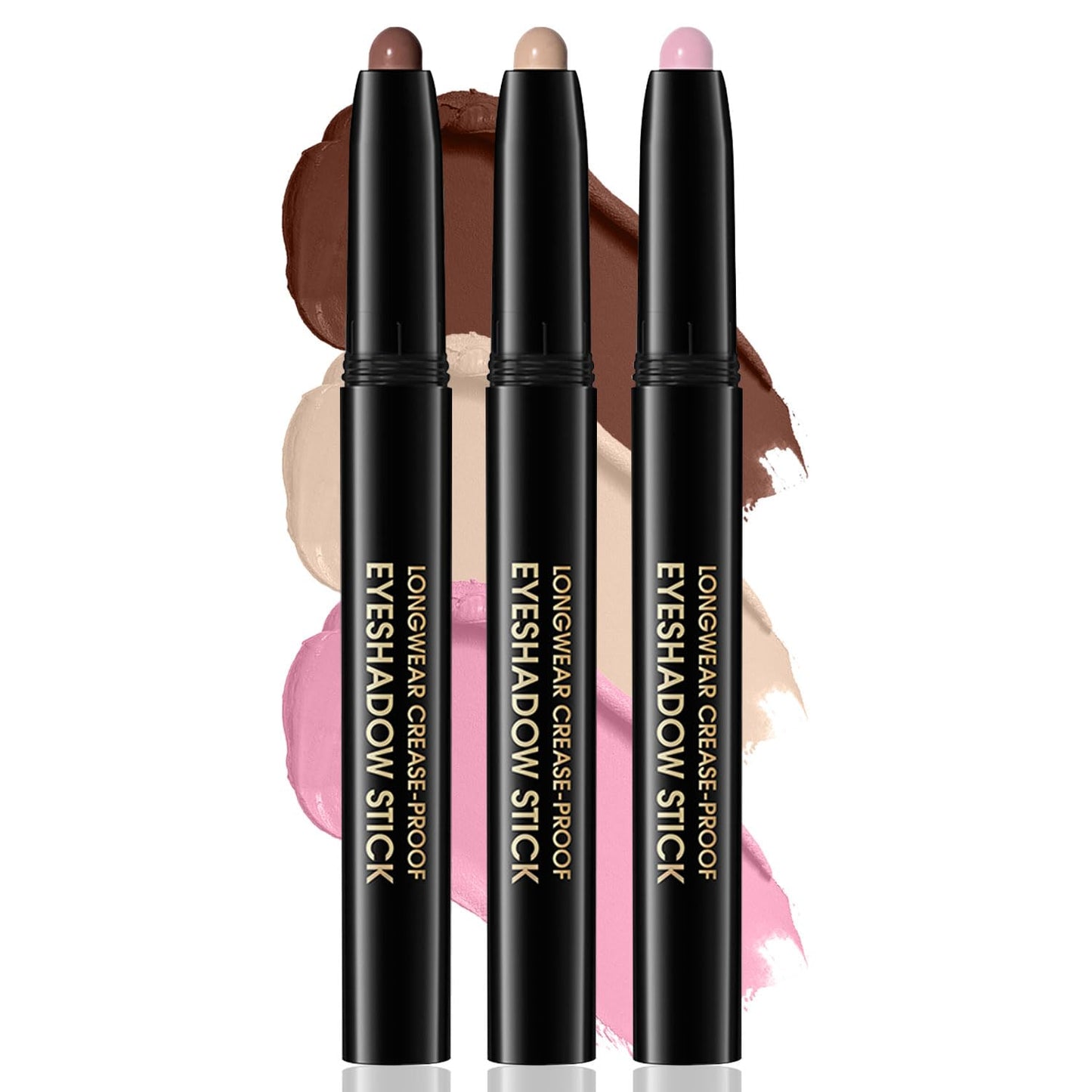 3PCS Eyeshadow Stick, Shimmer and Matte Cream Eye Shadow Brightener Sticks Eyeliner Pencil Crayon, Waterproof Long Lasting Eye Highlighter Stick Makeup (02+03+05)-FemmiqueWomen