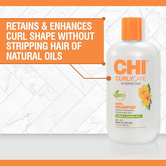CHI CurlyCare Curl Shampoo, Hydrates Curls, Reduces Frizz & Increases Elasticity & Strength, Sulfate, Paraben, & Cruelty-Free, 12 Oz-FemmiqueWomen