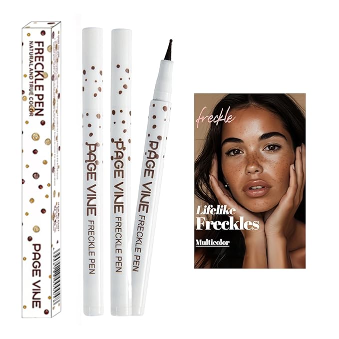 2 Pack Freckle Pen,Liquid Face Fake Freckles Makeup Pen to Create Natural Freckle Makeup and Freck beauty,Fake Freckles Waterproof for Lifelike Sunkissed Makeup,Mole Pen (03Dark+04Espresso)-FemmiqueWomen