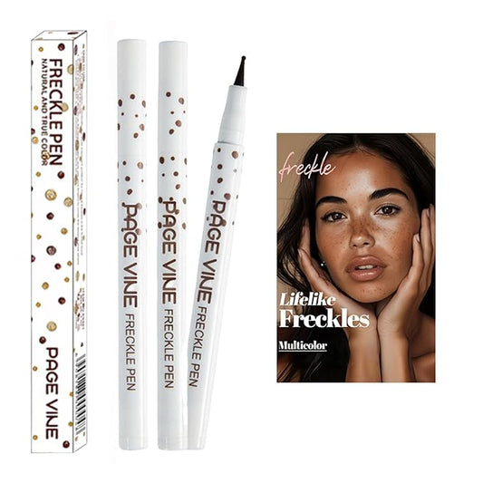2 Pack Freckle Pen,Liquid Face Fake Freckles Makeup Pen to Create Natural Freckle Makeup and Freck beauty,Fake Freckles Waterproof for Lifelike Sunkissed Makeup,Mole Pen (02Medium+03Dark)-FemmiqueWomen